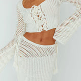 Jamaica Bell Sleeve Crochet Top White