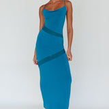 Sun Kissed Cowl Tied Back Maxi Dress Teal