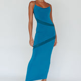 Sun Kissed Cowl Tied Back Maxi Dress Teal