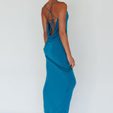 Sun Kissed Cowl Tied Back Maxi Dress Teal
