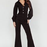 Emilio Long Sleeve Jumpsuit Denim Black