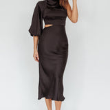 Thessaly One Sleeve Midi Dress Black