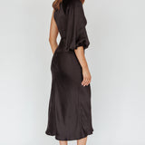 Thessaly One Sleeve Midi Dress Black