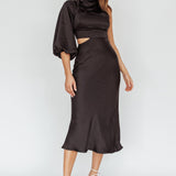 Thessaly One Sleeve Midi Dress Black