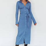 Eastcoast Collared Placket Midi Dress Blue