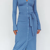 Eastcoast Collared Placket Midi Dress Blue
