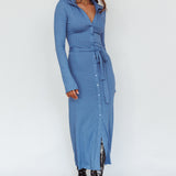Eastcoast Collared Placket Midi Dress Blue