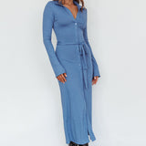 Eastcoast Collared Placket Midi Dress Blue