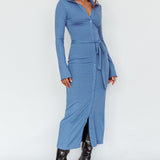 Eastcoast Collared Placket Midi Dress Blue