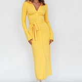 Eastcoast Collared Placket Midi Dress Yellow