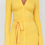 Eastcoast Collared Placket Midi Dress Yellow
