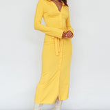Eastcoast Collared Placket Midi Dress Yellow