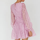 Tatiana Long Sleeve Plaid Mini Dress Lilac
