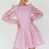 Tatiana Long Sleeve Plaid Mini Dress Lilac