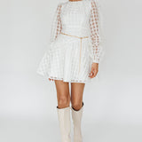 Tatiana Long Sleeve Plaid Mini Dress White