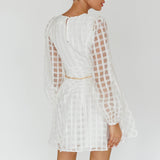 Tatiana Long Sleeve Plaid Mini Dress White