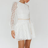 Tatiana Long Sleeve Plaid Mini Dress White