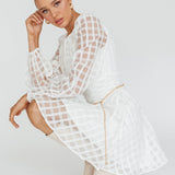 Tatiana Long Sleeve Plaid Mini Dress White