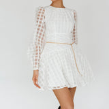 Tatiana Long Sleeve Plaid Mini Dress White