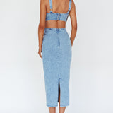 Kainani Cut-Out Waist Midi Dress Denim Blue
