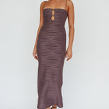 Orion Keyhole Bodice Midi Dress Grey