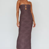 Orion Keyhole Bodice Midi Dress Grey