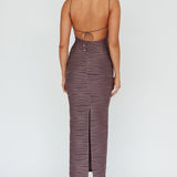 Orion Keyhole Bodice Midi Dress Grey