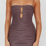 Orion Keyhole Bodice Midi Dress Grey