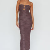 Orion Keyhole Bodice Midi Dress Grey