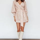 New Wave Long Sleeve Wrap Dress Sand