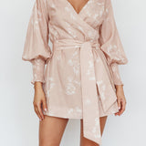 New Wave Long Sleeve Wrap Dress Sand