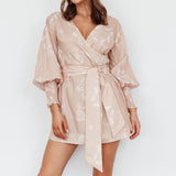 New Wave Long Sleeve Wrap Dress Sand