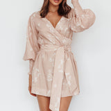 New Wave Long Sleeve Wrap Dress Sand