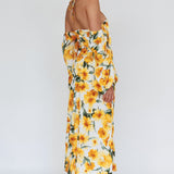 Nyree Long Sleeve Midi Dress Flowers Yellow