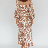 Nyree Long Sleeve Maxi Dress Floral Brown