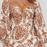 Nyree Long Sleeve Maxi Dress Floral Brown