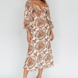Nyree Long Sleeve Maxi Dress Floral Brown