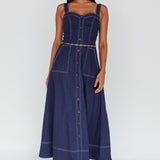 Laureen Pocket Maxi Dress Denim Indigo