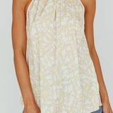 Calisto Sleeveless Tied Neck Top Geometric Yellow