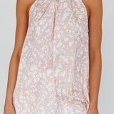 Calisto Sleeveless Tied Neck Top Geometric Apricot