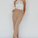 Calisto Sleeveless Tied Neck Top Cream