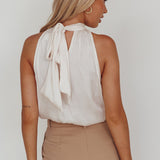 Calisto Sleeveless Tied Neck Top Cream