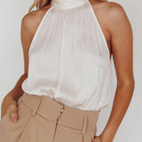 Calisto Sleeveless Tied Neck Top Cream