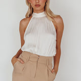 Calisto Sleeveless Tied Neck Top Cream