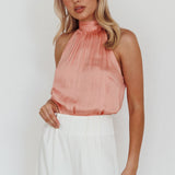 Calisto Sleeveless Tied Neck Top Rose