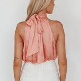 Calisto Sleeveless Tied Neck Top Rose