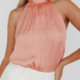 Calisto Sleeveless Tied Neck Top Rose