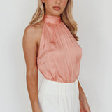 Calisto Sleeveless Tied Neck Top Rose