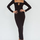 Samantha Pearl Detailing Midi Dress Black