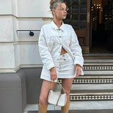 With The Band Accent Stitch Mini Skirt White